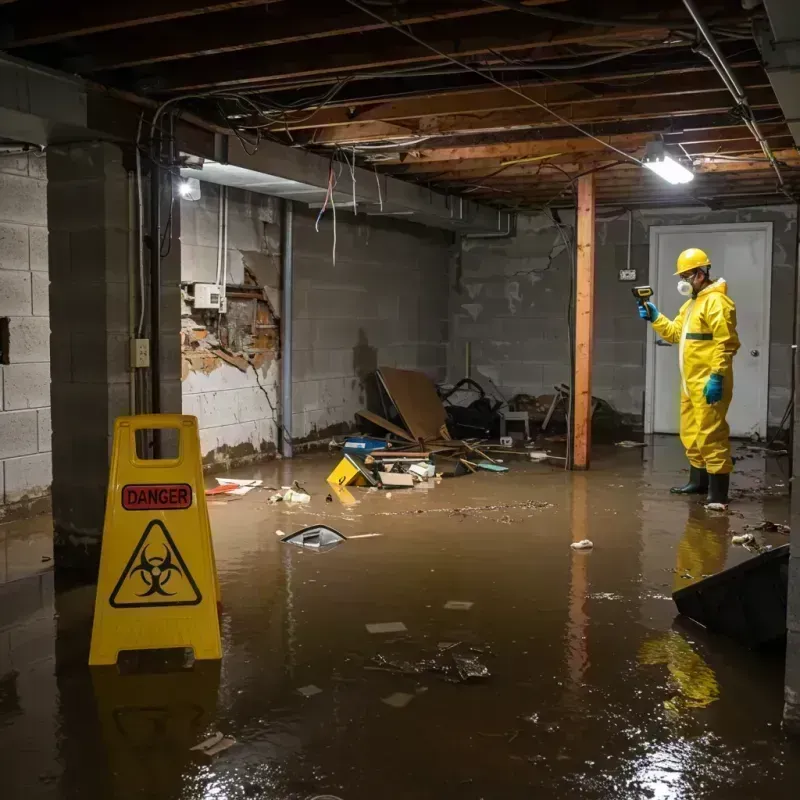 Flooded Basement Electrical Hazard in Holden, MO Property